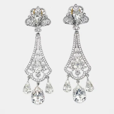 Pre-owned Dolce & Gabbana Crystals Silver Tone Earrings