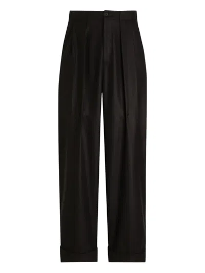 Dolce & Gabbana Cuffed Wool Trousers In Black