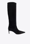 Dolce & Gabbana Black High Boots With Dg Logo In Suede Woman In Black