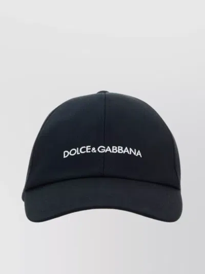 Dolce & Gabbana Curved Peak Cotton Cap For Midnight Style In Blue