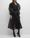 DOLCE & GABBANA CURVED-SLEEVE BELTED ORGANZA NYLON LONG TRENCH COAT