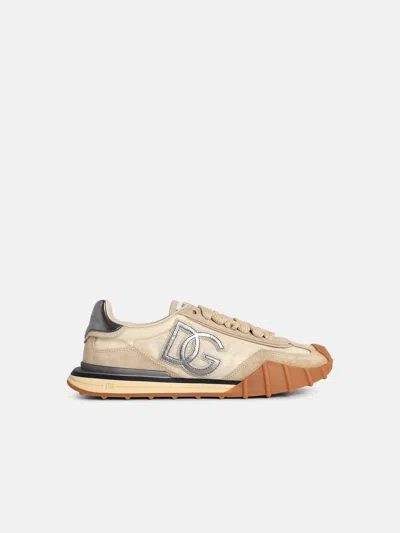 Dolce & Gabbana 'cushion' Beige Leather Blend Sneakers In Multi