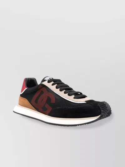 Dolce & Gabbana 'aria' Blue Running Sneakers With Logo Detail In Suede And Tech Fabric Man In Multi