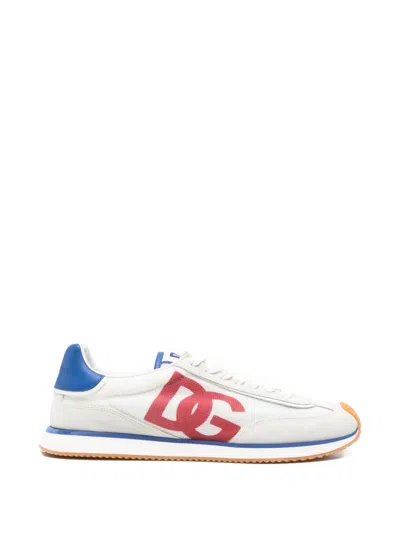 Pre-owned Dolce & Gabbana Cushion Lace-up Sneakers In White