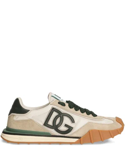 Dolce & Gabbana Dg Athletic Black Low Top Sneakers With Logo Patch On The Tongue And Maxi Logo On The Side In Suede In Multi