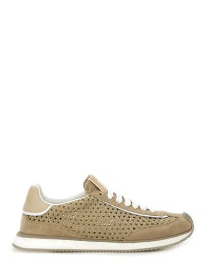 Dolce & Gabbana Leather And Fabric Low-top Sneakers In Neutral
