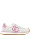 Dolce & Gabbana White Low Top With Lace Details And Dg Patch On The Side In Fabric And Suede Blend Woman In Multi