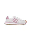 Dolce & Gabbana White Low Top With Lace Details And Dg Patch On The Side In Fabric And Suede Blend Woman In Multi