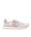Dolce & Gabbana White Low Top With Lace Details And Dg Patch On The Side In Fabric And Suede Blend Woman In Multi