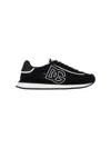 Dolce & Gabbana Dg Cushion Lace-detailed Suede Sneakers Shoes In Black