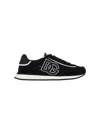 Dolce & Gabbana Dg Cushion Lace-detailed Suede Sneakers Shoes In Black
