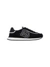 Dolce & Gabbana Dg Cushion Lace-detailed Suede Sneakers Shoes In Black