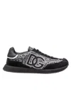 Dolce & Gabbana Cushion Sneakers In Leather And Fabric, Black And White In Multi