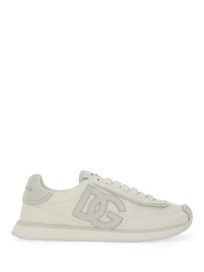 Dolce & Gabbana Cushion Sneakers In Mixed Materials In White