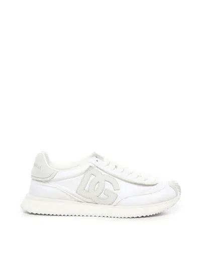 Dolce & Gabbana Cushion Sneakers In Mixed Materials In White