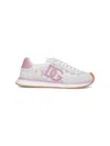 Dolce & Gabbana White Low Top With Lace Details And Dg Patch On The Side In Fabric And Suede Blend Woman In Multi