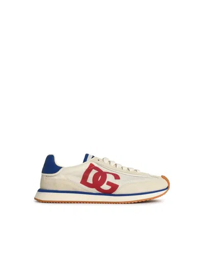 Dolce & Gabbana 'cushion' White Leather Blend Sneakers