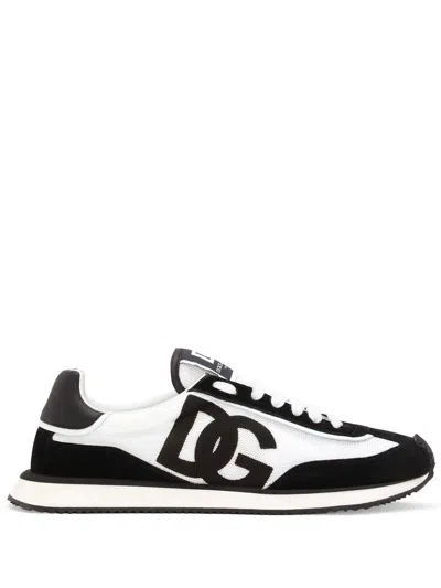 Dolce & Gabbana Cushioned Sneaker With Flat Laces And Logoed Tongue In Black