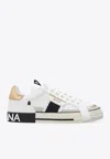 Dolce & Gabbana Custom Leather Sneakers With Metallic Inserts In White
