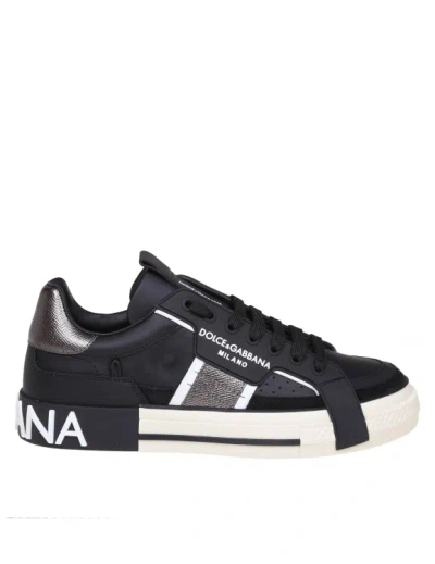 DOLCE & GABBANA CUSTOM 2.ZERO SNEAKERS IN BLACK LEATHER