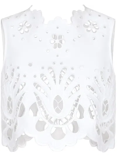 Dolce & Gabbana Cotton Crop Top With Cut-out Embroidery In White