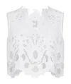 Dolce & Gabbana Cutout Embroidered Cotton Popeline Crop Blouse In White