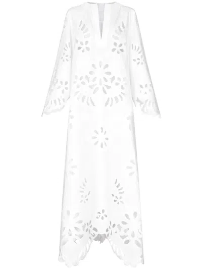 Dolce & Gabbana Long Cotton Caftan With Cut-out Detailing In ホワイト