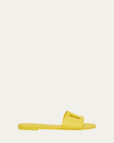 Dolce & Gabbana Cut-out Dg Rubber Sandals In Yellow