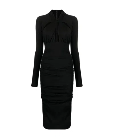 DOLCE & GABBANA DOLCE  GABBANA CUT-OUT LONG-SLEEVED MIDI DRESS
