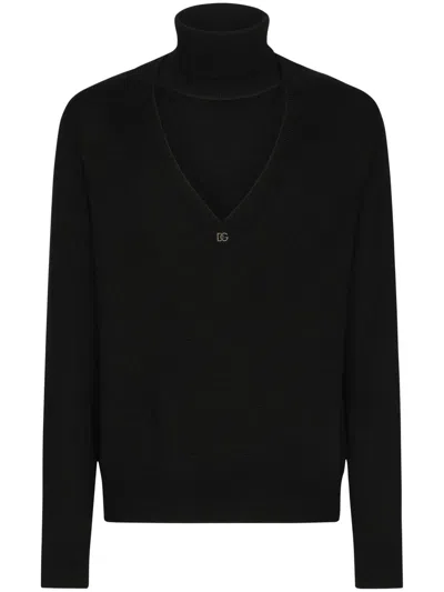 Dolce & Gabbana Cut-out Roll-neck Jumper In Black