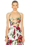 Dolce & Gabbana Floral-printed Cutout Cotton Poplin Top In Multi