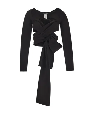 Dolce & Gabbana Cut-out Wrap Top In Black