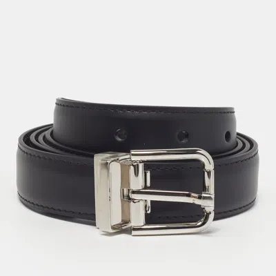 Pre-owned Dolce & Gabbana Cut To Size Buckle Belt Black Leather