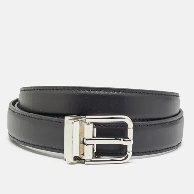 Pre-owned Dolce & Gabbana Cut To Size Buckle Belt Black Leather