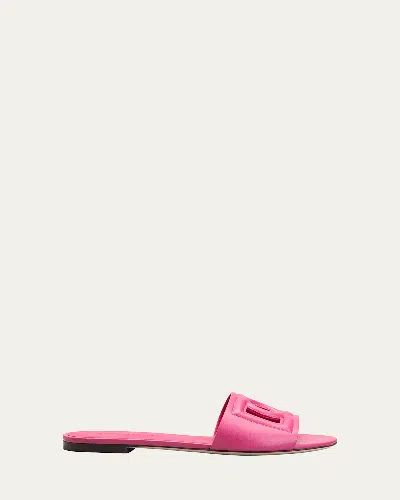 Dolce & Gabbana Cutout Dg Flat Slide Sandals In Pink