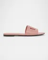 Dolce & Gabbana Women's Flat Slipper In Pink Calfskin With Embossed Dg Logo In Red
