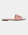 Dolce & Gabbana Women's Flat Slipper In Pink Calfskin With Embossed Dg Logo In Rosa