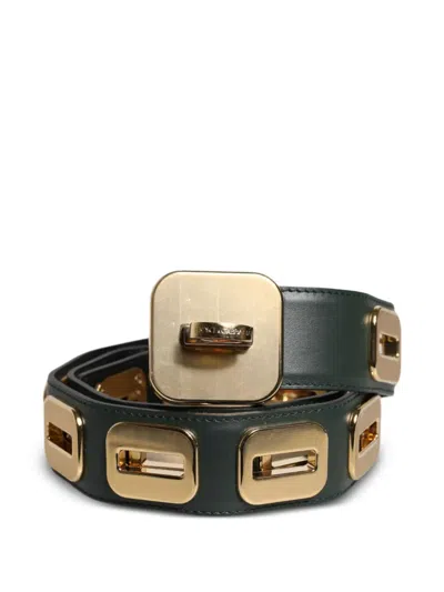 Dolce & Gabbana Leather Belt Gold Tone Rotating Buckle In Black
