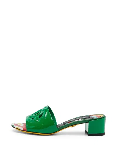 Pre-owned Dolce & Gabbana Cut-out Logo Sandals In Green