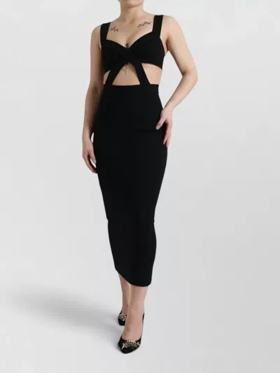 Dolce & Gabbana Cutout Sleeveless Bodycon Midi Dress In Black