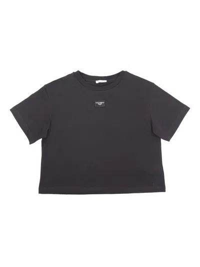 Dolce & Gabbana Kids' D&g Black Cropped T-shirt