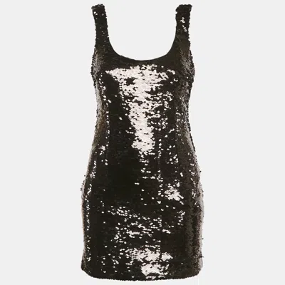 Pre-owned Dolce & Gabbana D & G Black Sequin Embellished Tulle Sheath Dress S