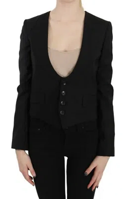 Pre-owned Dolce & Gabbana D&g Black Silk Scarf Blazer Suit Jacket It40 / Us6 / S Rrp $900