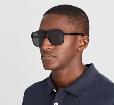 Pre-owned Dolce & Gabbana D&g Dg4354 193481 Shiny Black Polarized Grey Pilot Unisex Sunglasses In Gray