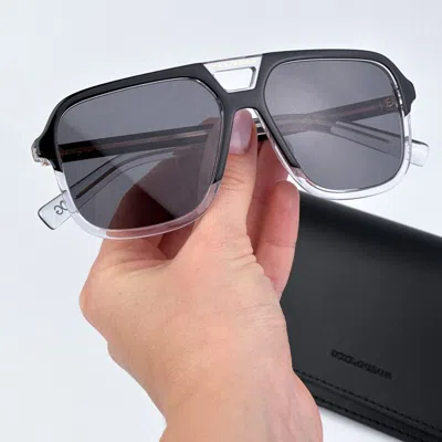 Pre-owned Dolce & Gabbana D&g Dg4354 501/81 Matte Black Crystal Polarized Grey Pilot Unisex Sunglasses In Gray