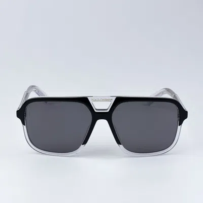 Pre-owned Dolce & Gabbana D&g Dg4354 501/81 Matte Black Crystal Polarized Grey Pilot Unisex Sunglasses In Gray