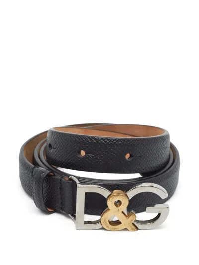 Pre-owned Dolce & Gabbana D&g Logo Belt In Black