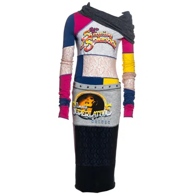 Pre-owned Dolce & Gabbana D&g Multicoloured Jersey Patchwork Sweater And Skirt, C. 2000 In Black