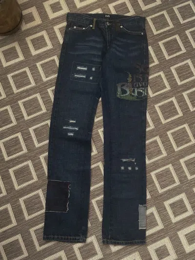 Pre-owned Dolce & Gabbana D&g Ss04 Sex Is My Favourite Business Patchwork Denim Pants In Blue