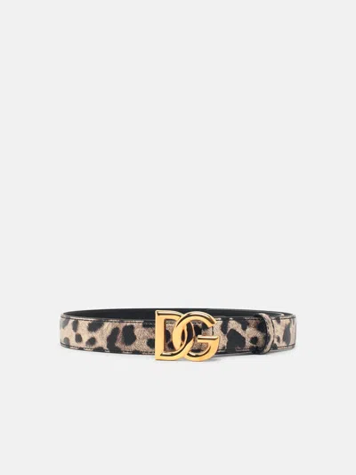 DOLCE & GABBANA 'D' LEOPARD LEATHER LOGO BELT